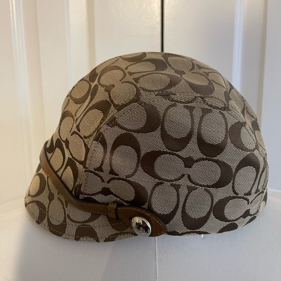 COACH Tan/Brown Signature Pattern “Karee” Cap, Size M/L - Picture 2 of 5
